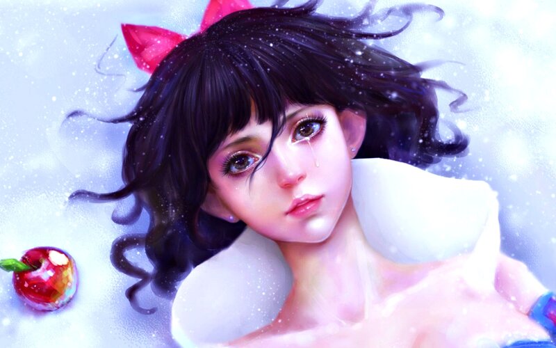Woman with Black Hair — White, Dramatic, Winter