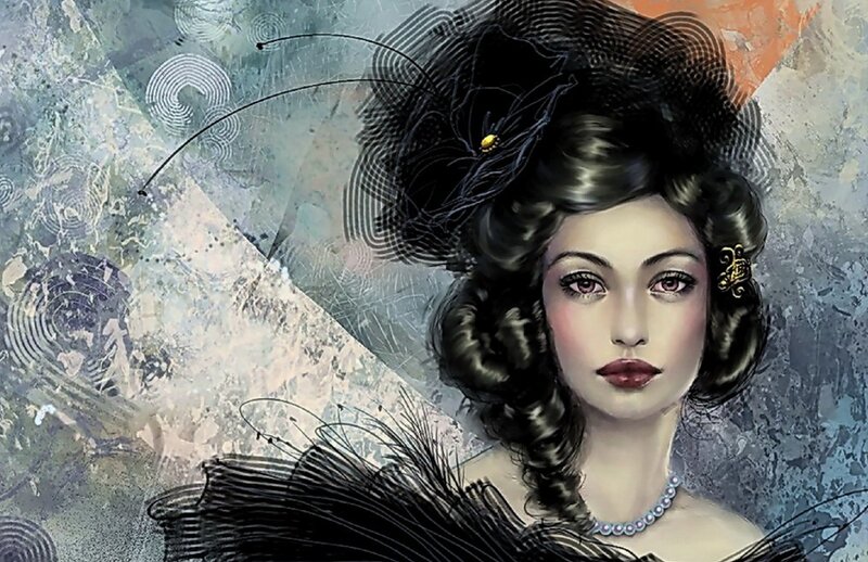 Woman with Black Hat — Dramatic, Digital Art