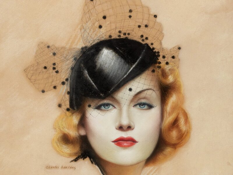 Woman with Black Hat — Dramatic, Illustration