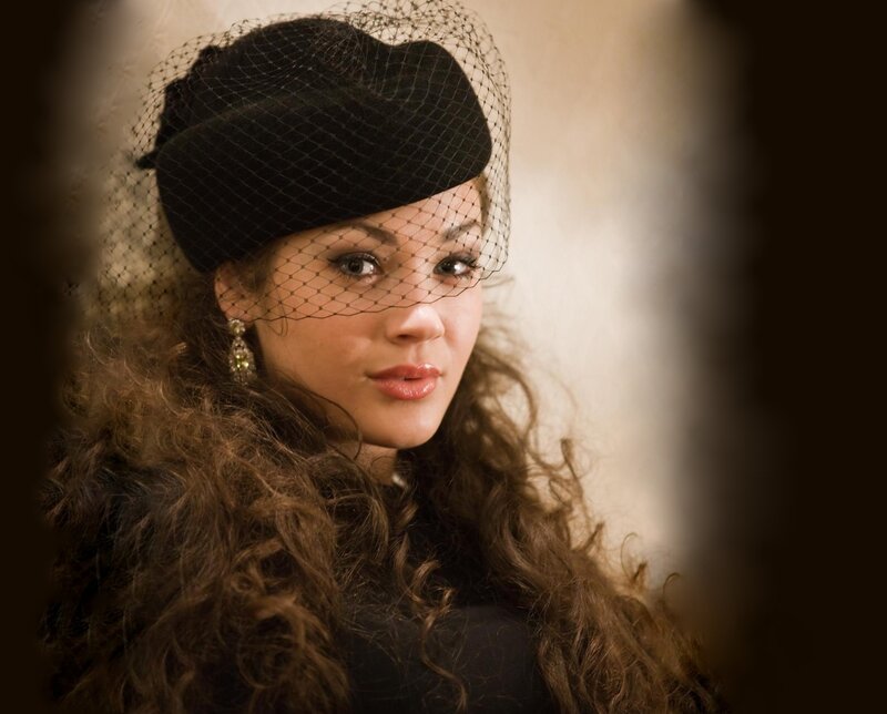 Woman with Black Hat — Dramatic, Photograph, Veil