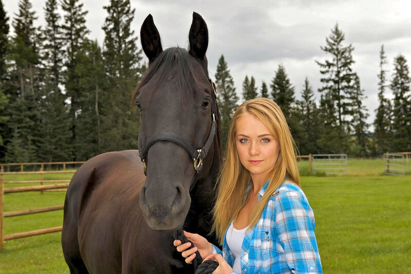 Woman with Black Horse — Blue, Calm