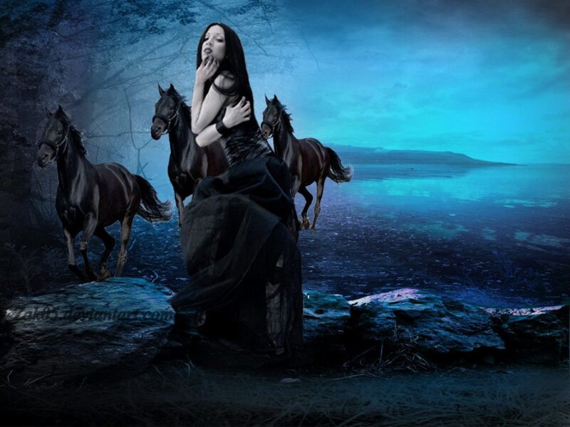 Woman with Black Horses
