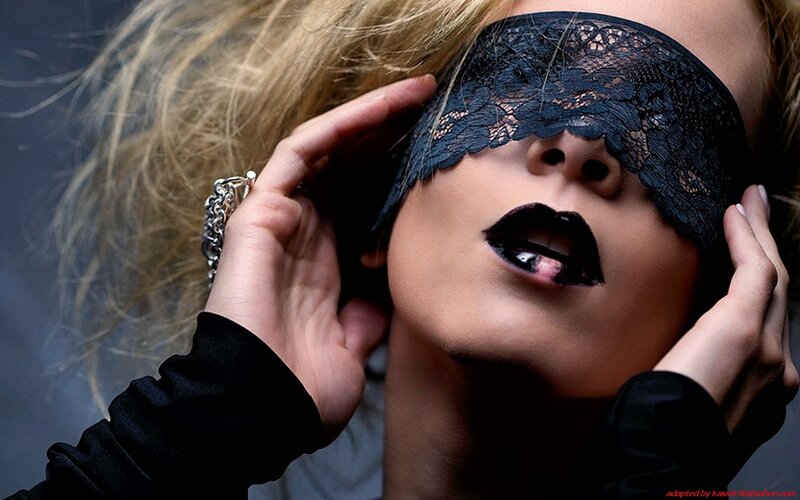 Woman with Black Lace Blindfold