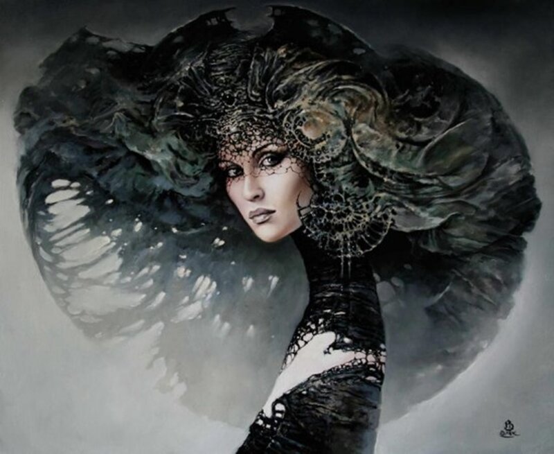 Woman with Black Lace Veil — Dramatic