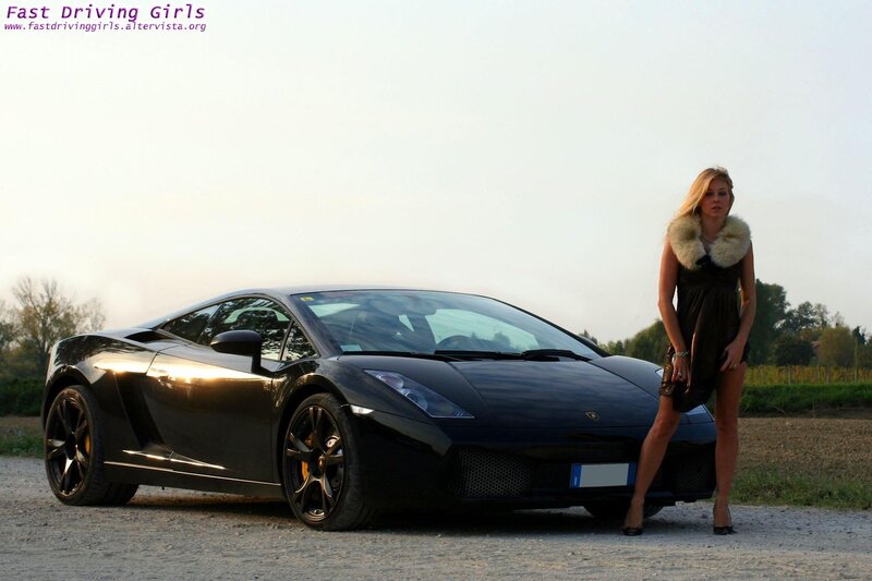 Woman with black Lamborghini