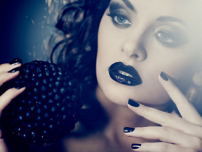 Woman with Black Makeup — Blue