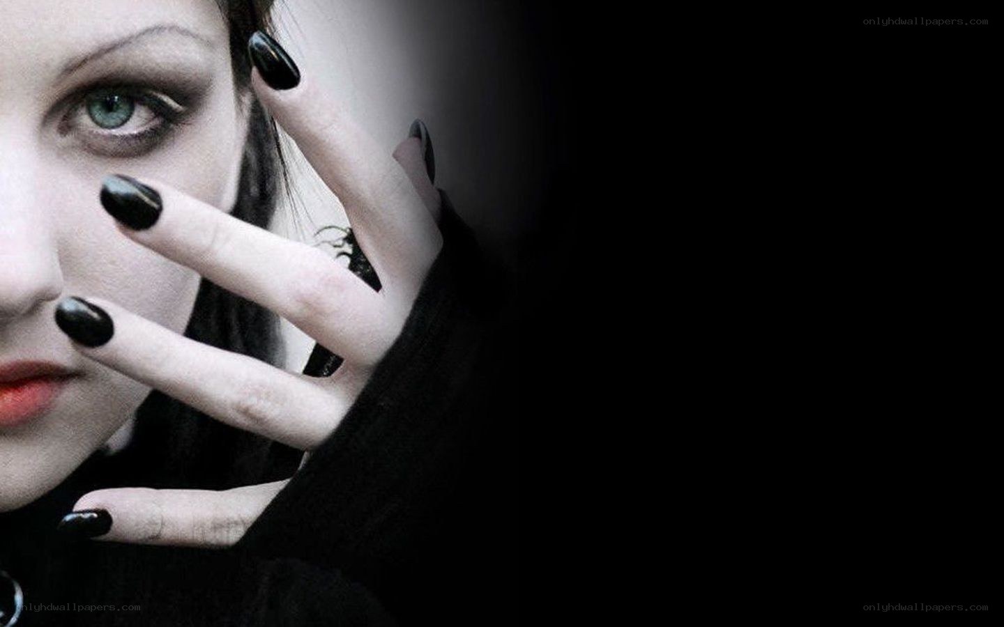 woman with black nails