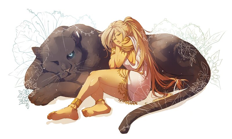 Woman with Black Panther — Brown, Serene