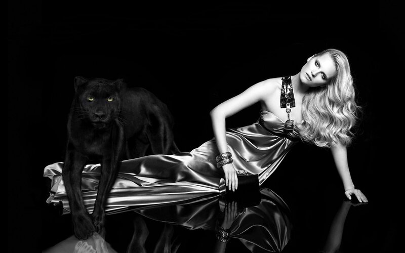 Woman with Black Panther — Dramatic