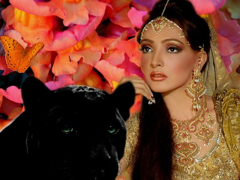 Woman with Black Panther — Gold