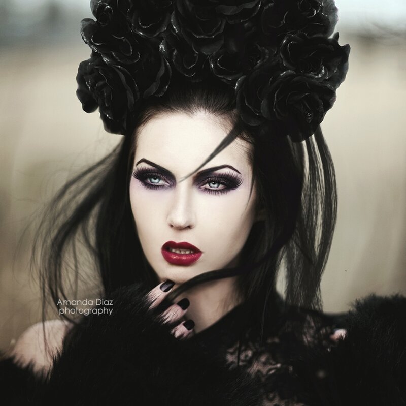 Woman with Black Roses
