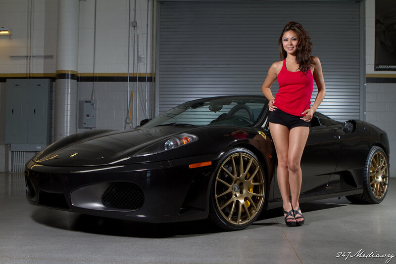 Woman with Black Sports Car — Dramatic