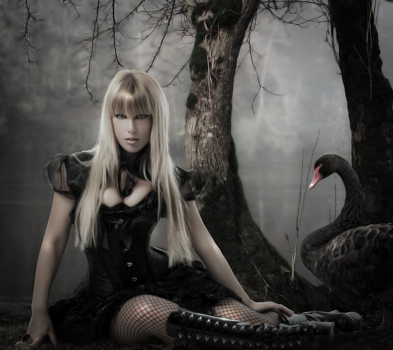Woman with Black Swan