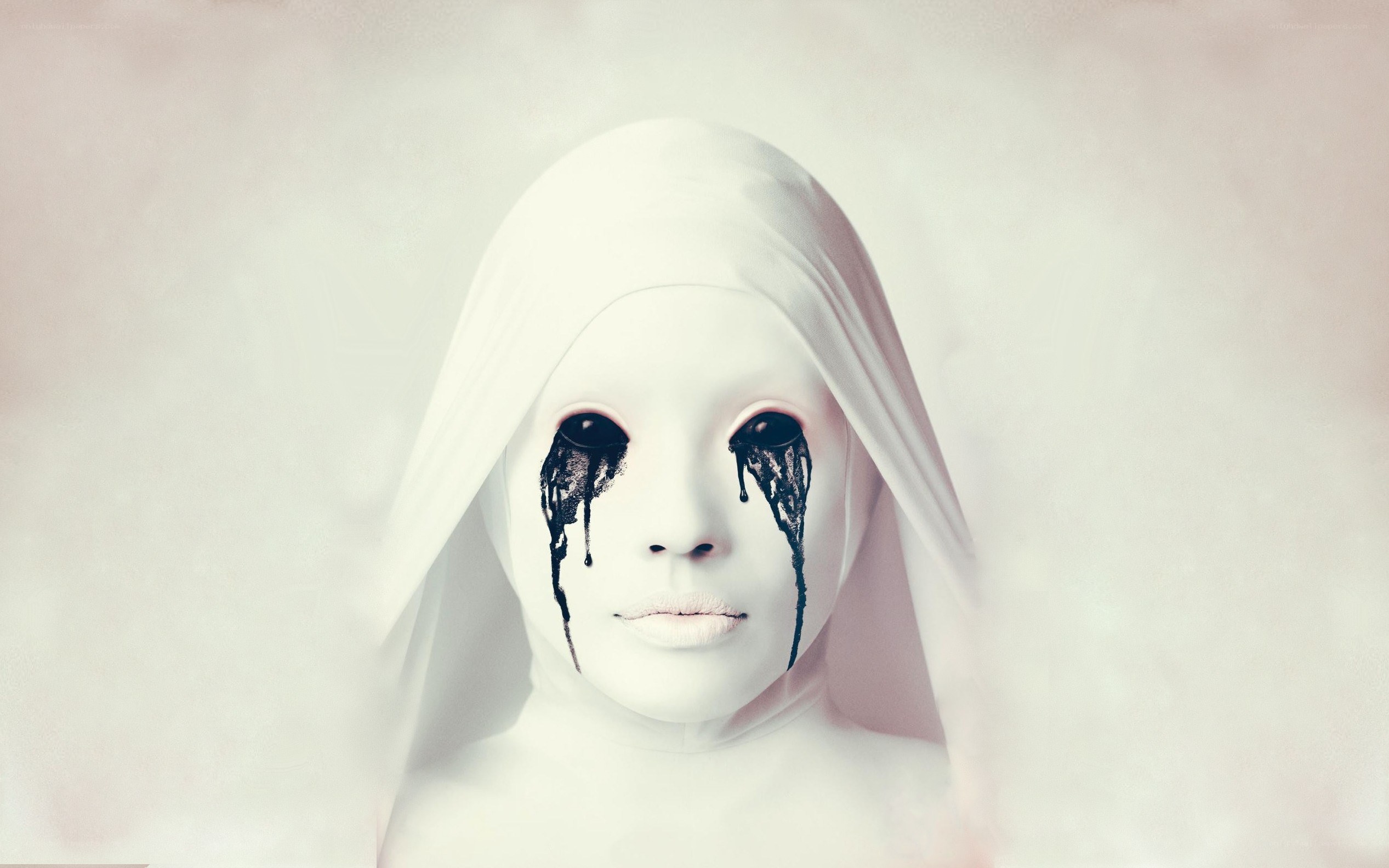 woman with black tears