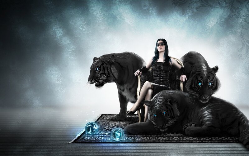 Woman with Black Tigers