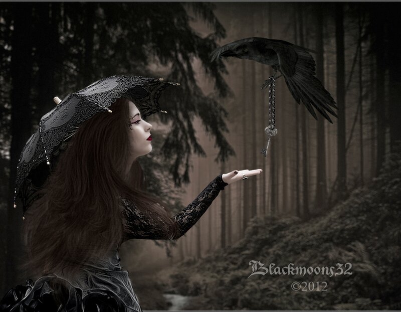 Woman with Black Umbrella — Mysterious