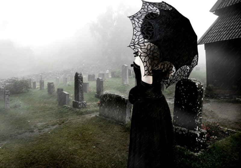 Woman with Black Umbrella — Somber