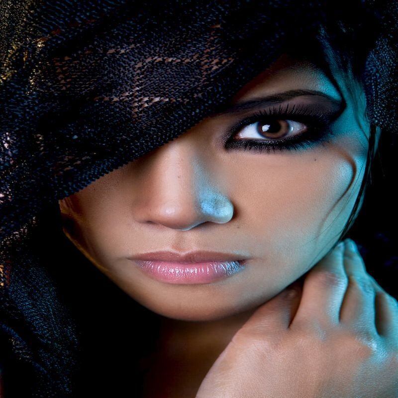 Woman with Black Veil — Dramatic, Photograph