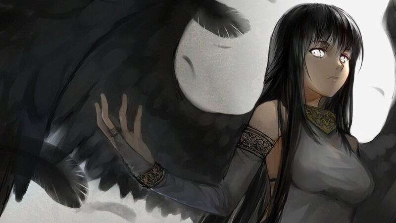 woman with black wings