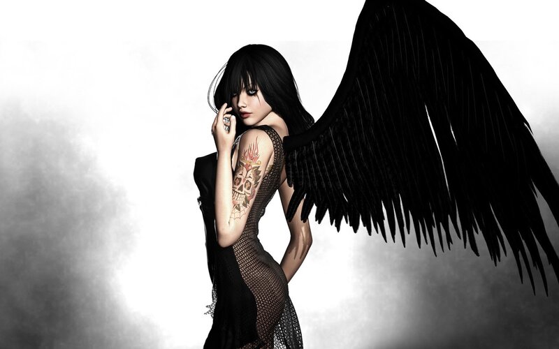 woman with black wings