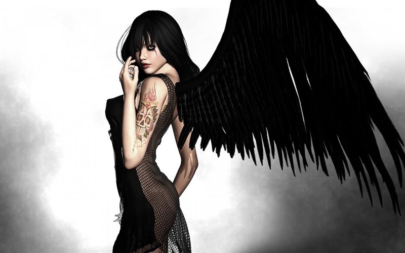 woman with black wings