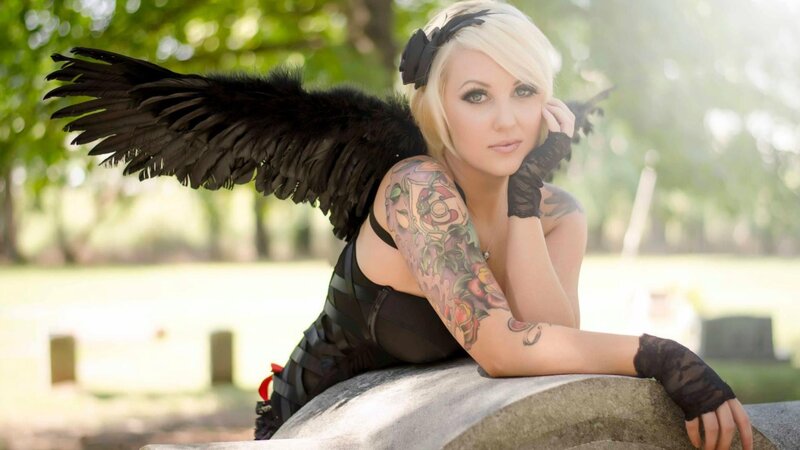woman with black wings