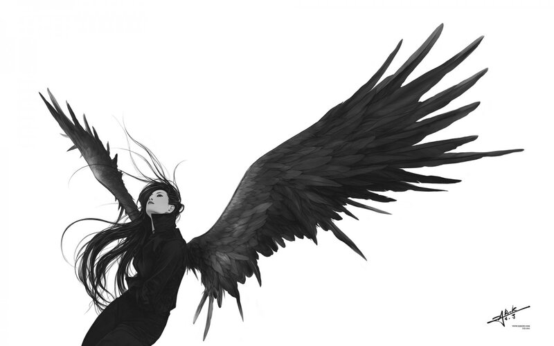 woman with black wings