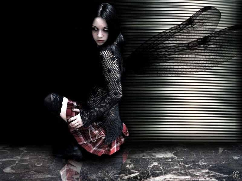 woman with black wings