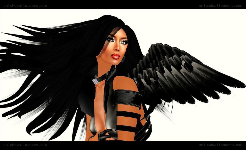 woman with black wings