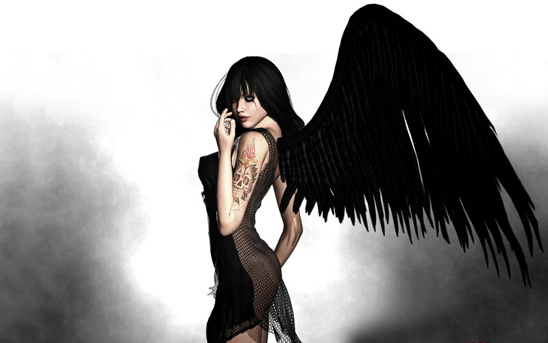 woman with black wings
