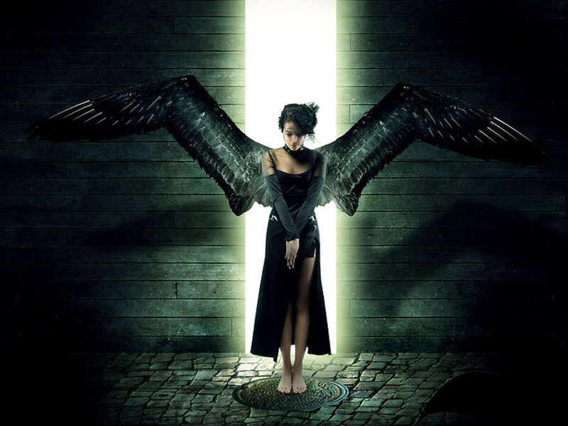 woman with black wings