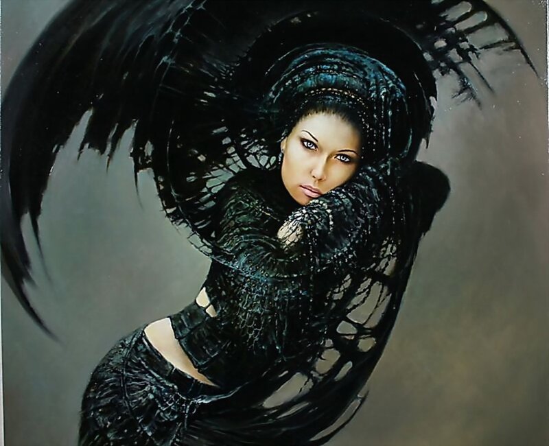 woman with black wings