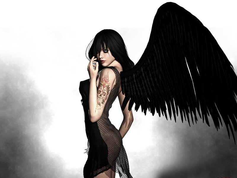 woman with black wings