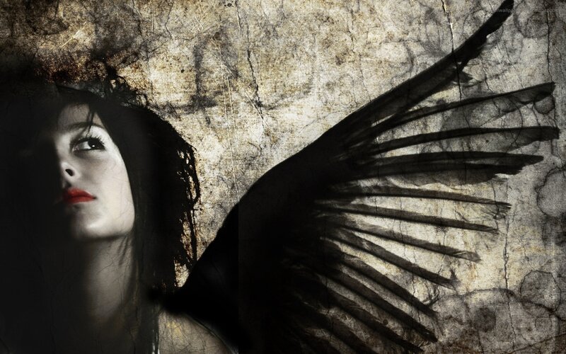 woman with black wings
