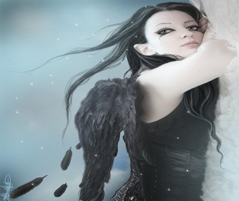 woman with black wings