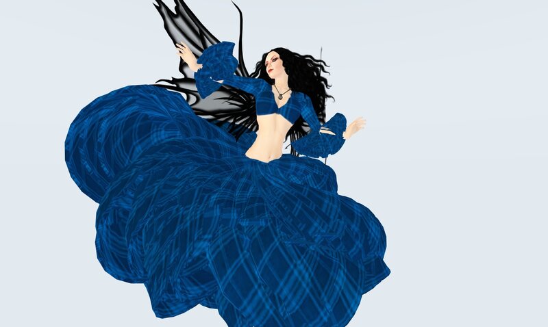 Woman with Black Wings — Blue, Dramatic, 3d Render