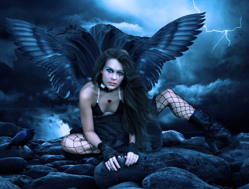 Woman with Black Wings — Blue