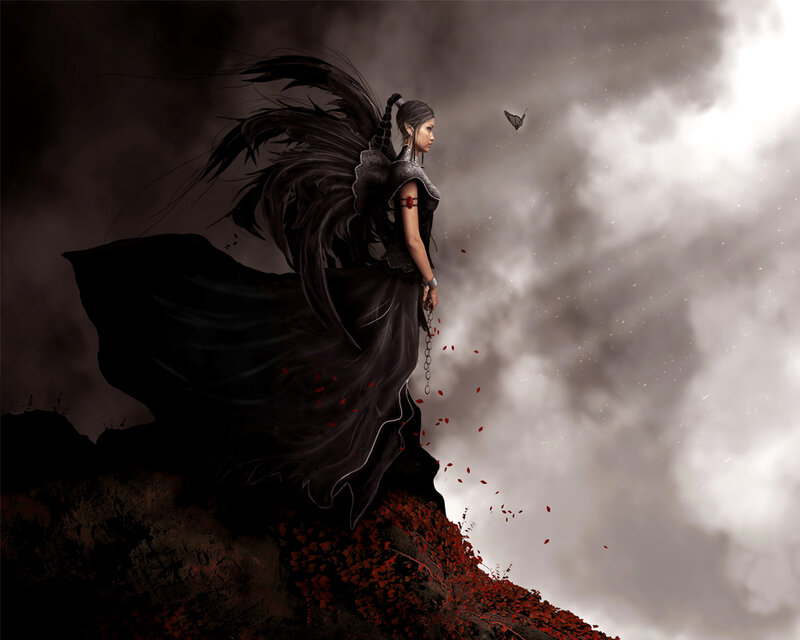 Woman with Black Wings — Butterfly