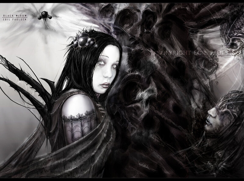 Woman with Black Wings — Dark, Dramatic
