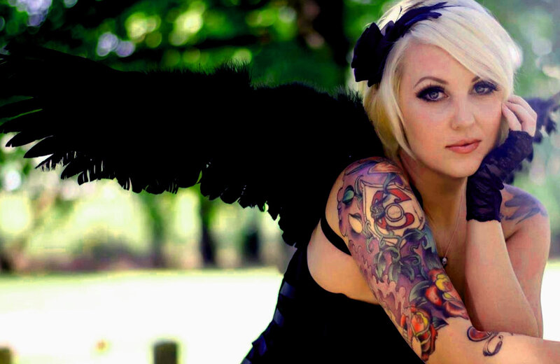 Woman with Black Wings — Dramatic, Afternoon, Photograph