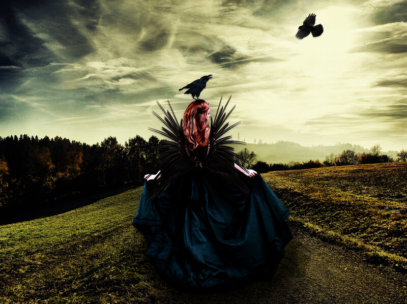 Woman with Black Wings — Dramatic, Afternoon