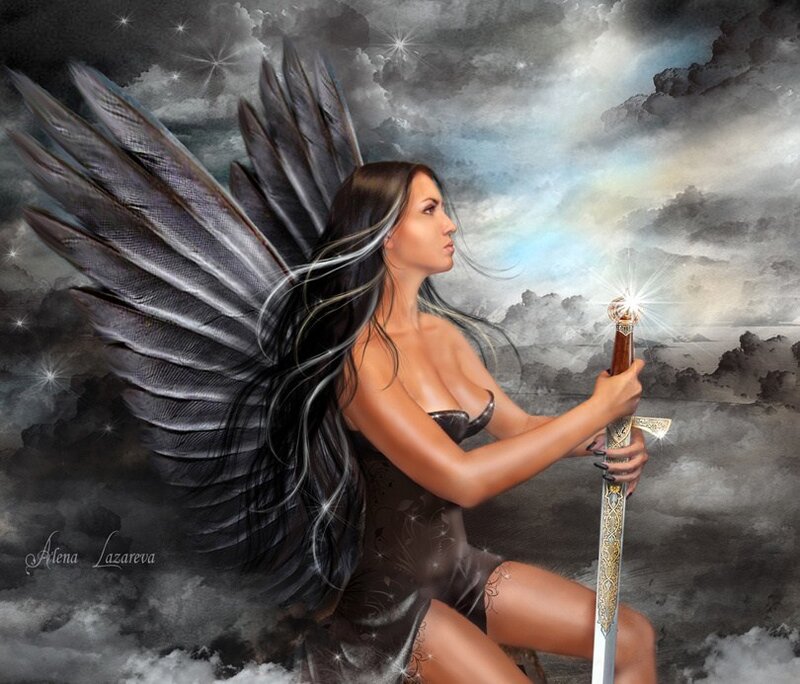 Woman with Black Wings — Dramatic, Day