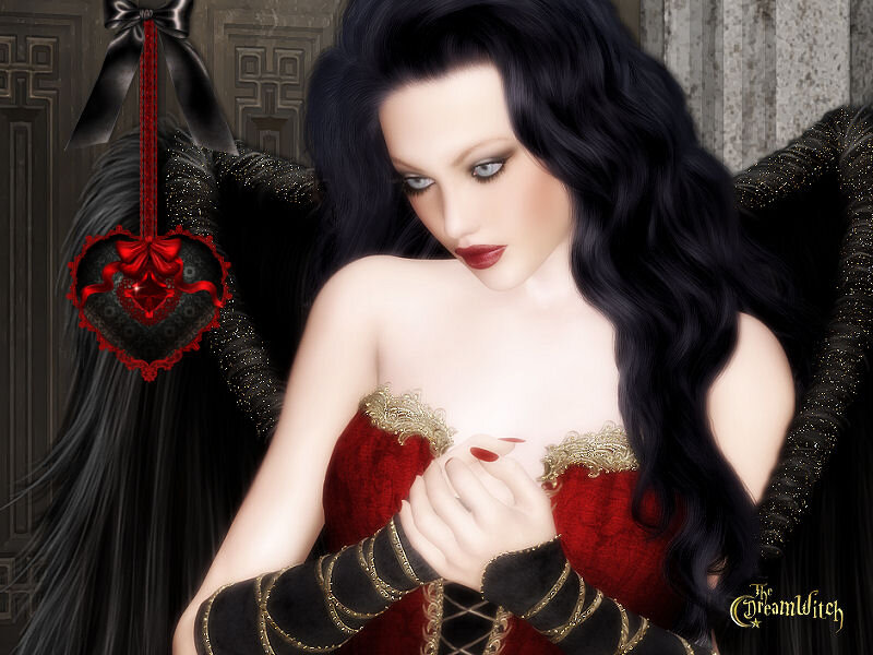 Woman with Black Wings — Dramatic, Digital Art, Black Wings