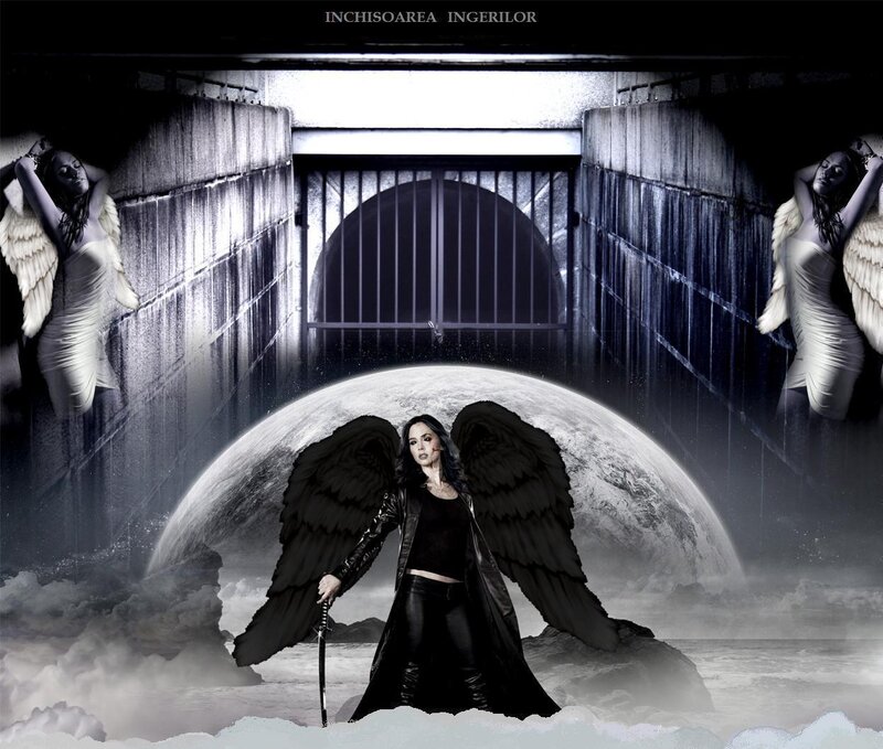 Woman with Black Wings — Dramatic, Night, Digital Art, Angels