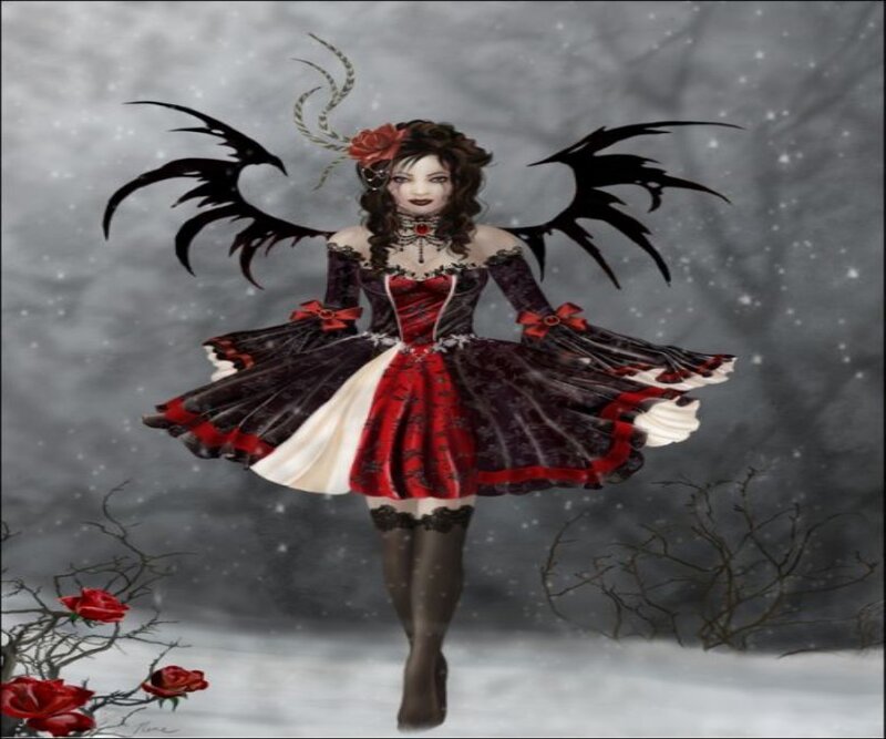 Woman with Black Wings — Dramatic, Winter