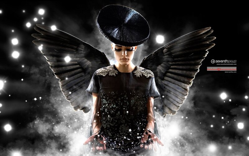 Woman with Black Wings — Night