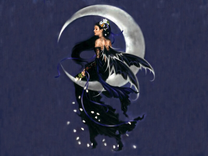 Woman with Black Wings — Purple