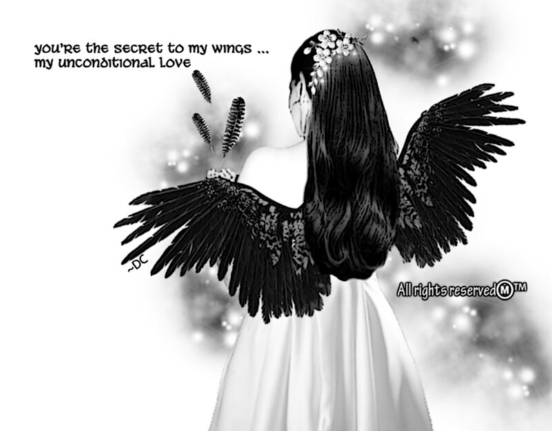 Woman with Black Wings — Serene, Digital Art