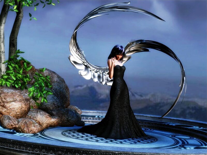 Woman with Black Wings — Serene, Night