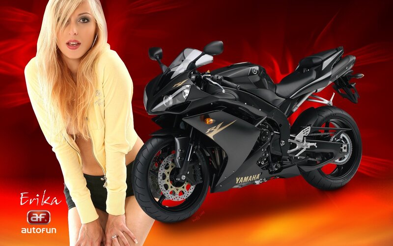 Woman with black Yamaha motorcycle